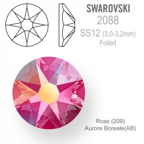 148 - Strass SWAROVSKI SS12 Rose Aurore Boreale