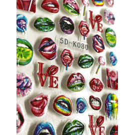 42-Stickers "lips" colorés