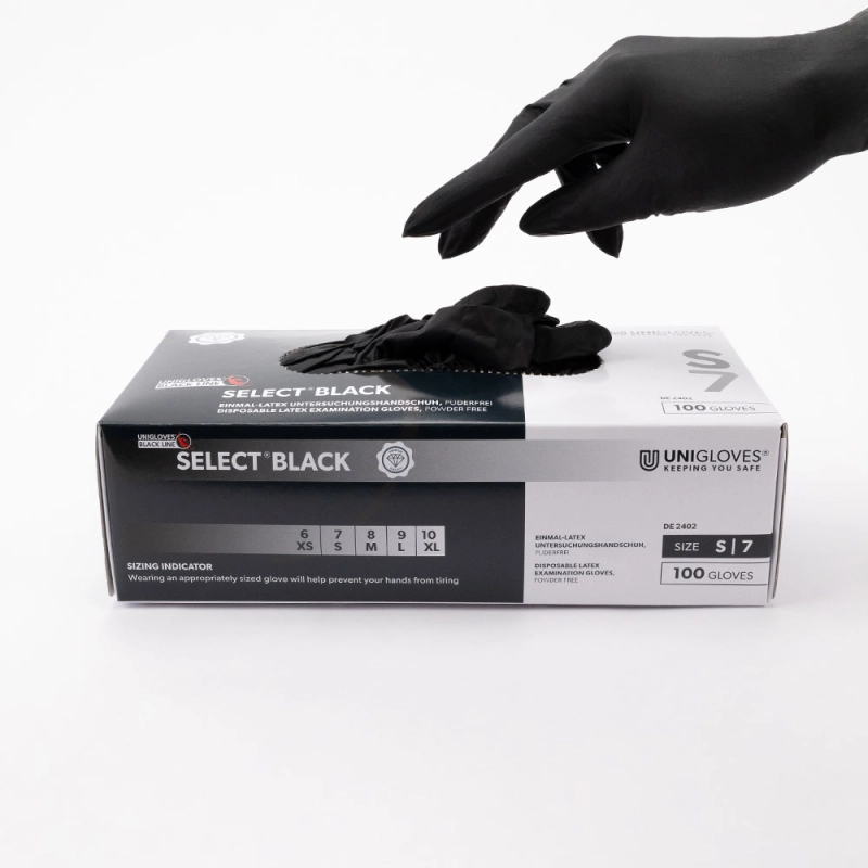 Gants Premium Latex noirs - 100pcs - UniGloves  - 1